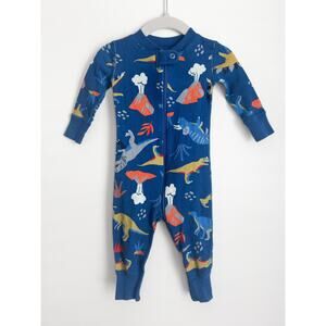 Hanna Andersson Baby Zipper Sleeper Size 3-6 Months Jurassic Blue Dinosaur $42